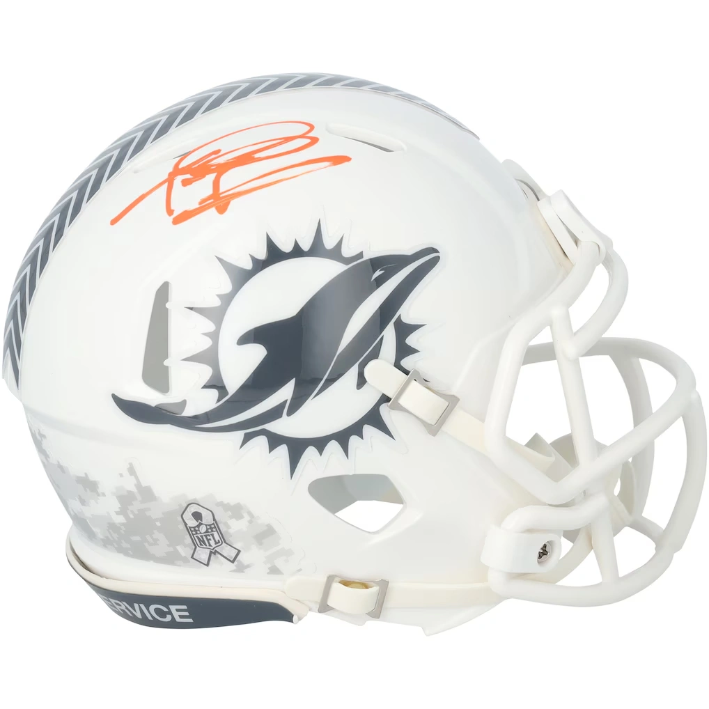 Tua Tagovailoa Miami Dolphins Autographed Fanatics Authentic Riddell 2024 Salute To Service Speed Mini Helmet
