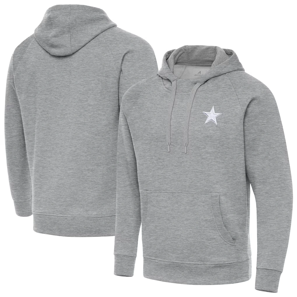 Men's Dallas Cowboys Antigua Heather Gray Victory Pullover Hoodie