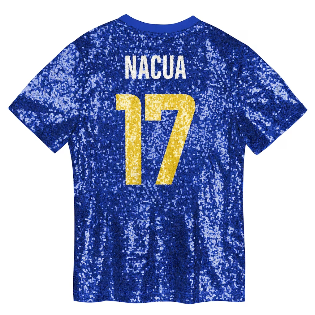 Girls Youth Los Angeles Rams Puka Nacua Royal Sequin V-Neck Fashion Jersey