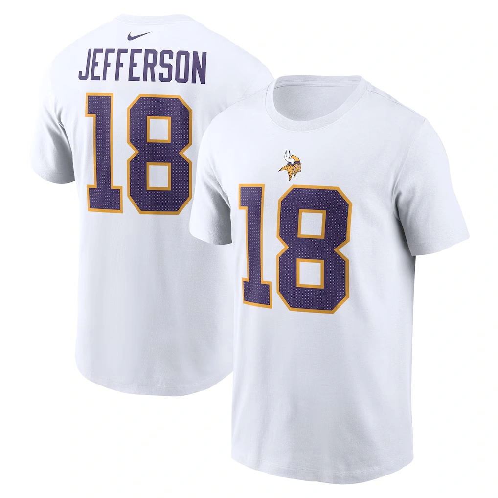 Men's Minnesota Vikings Justin Jefferson Nike White Name & Number T-Shirt