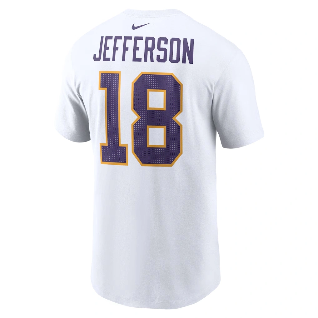 Men's Minnesota Vikings Justin Jefferson Nike White Name & Number T-Shirt
