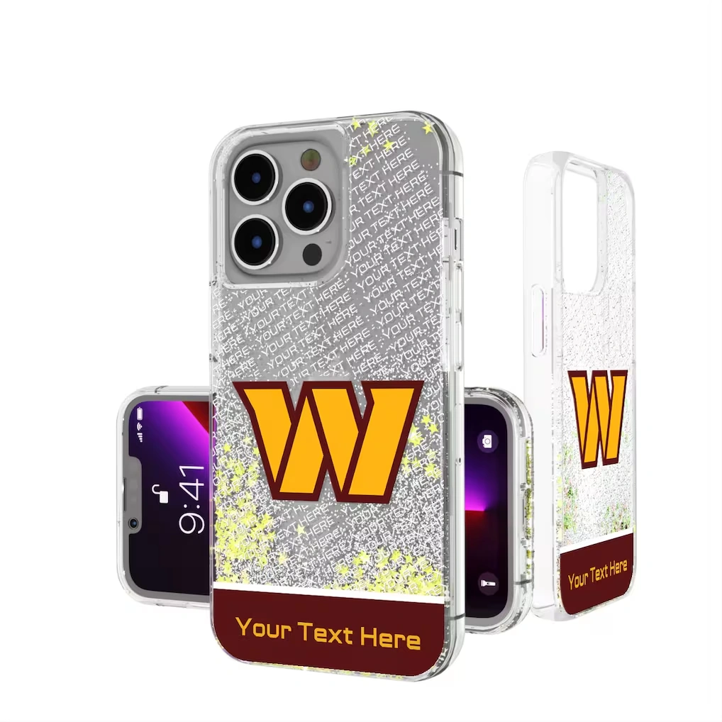 Washington Commanders Personalized Endzone Plus Design iPhone Glitter Phone Case