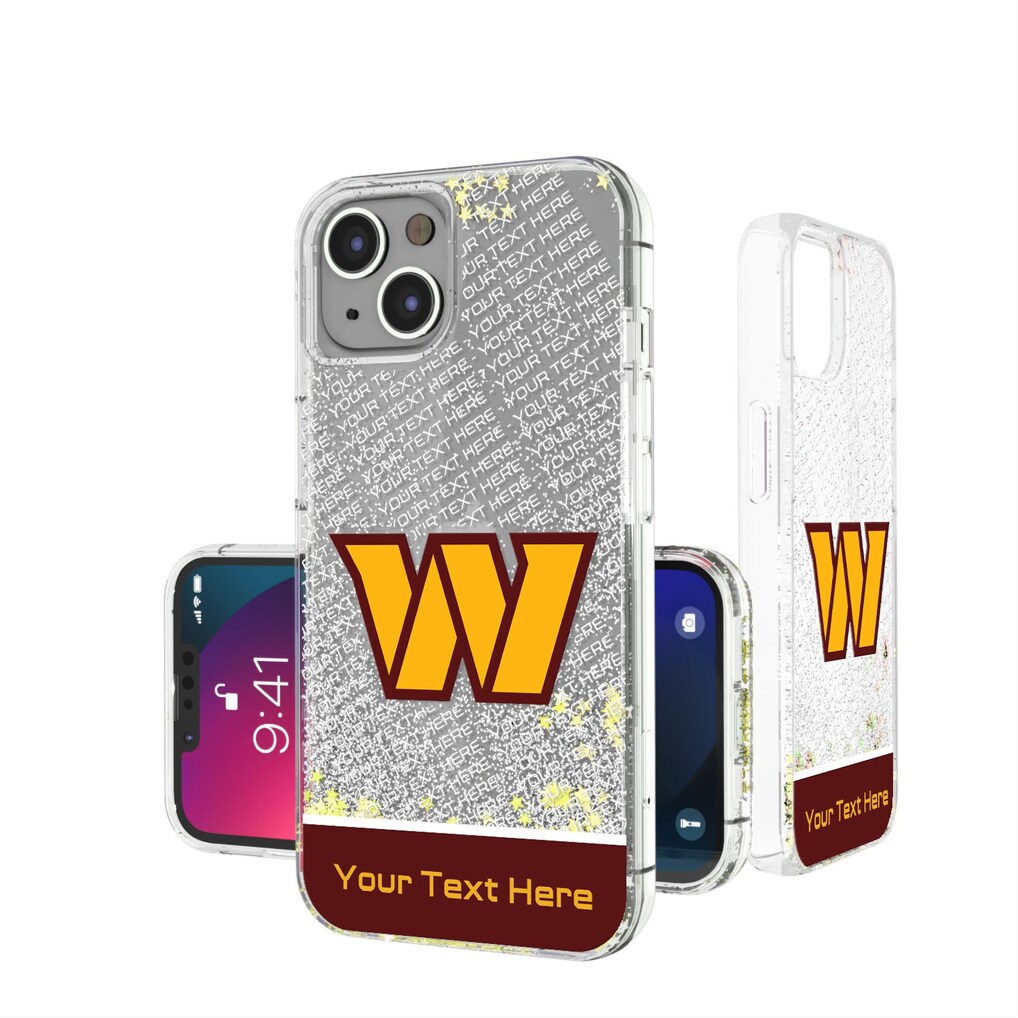 Washington Commanders Personalized Endzone Plus Design iPhone Glitter Phone Case