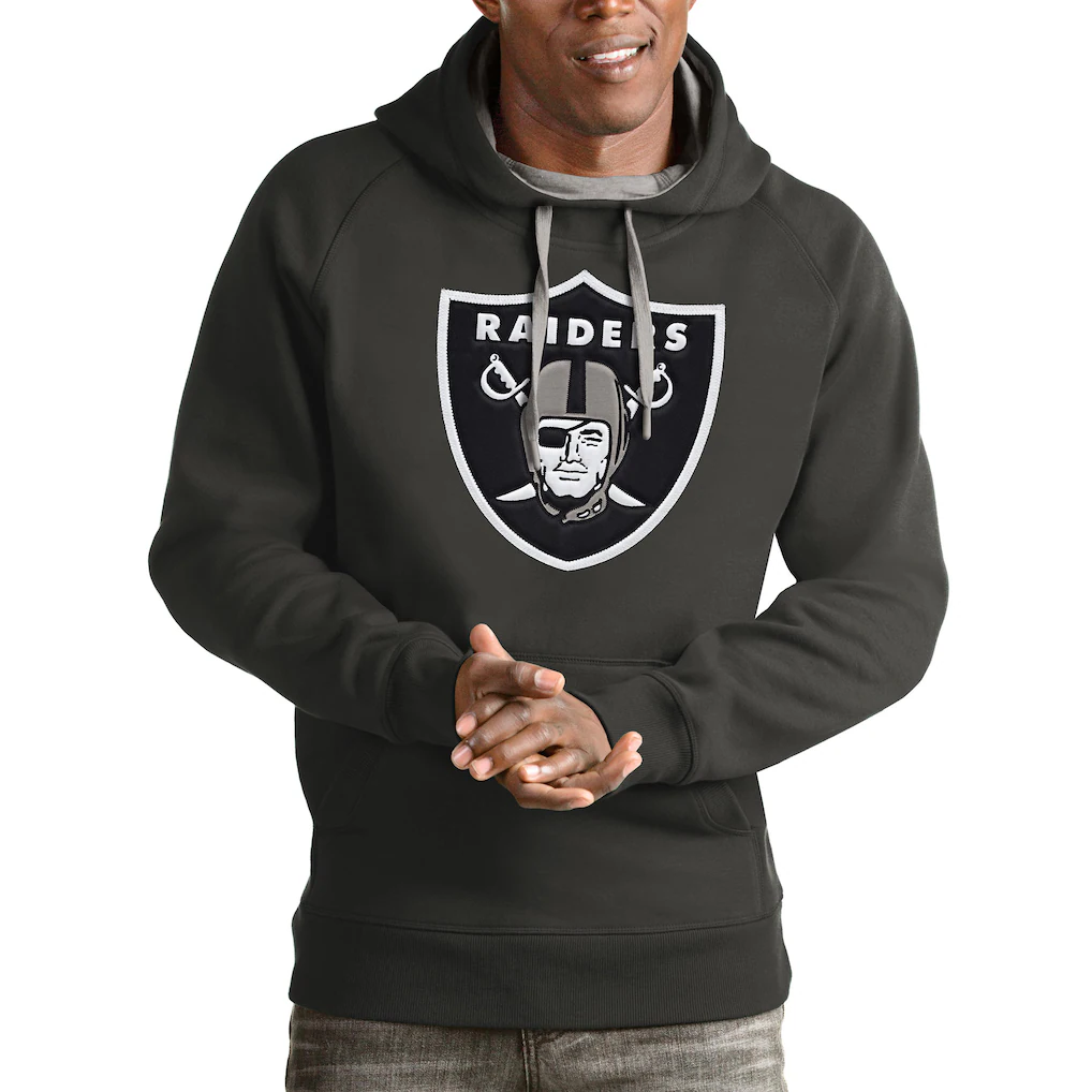 Men's Las Vegas Raiders Antigua Charcoal Victory Pullover Hoodie