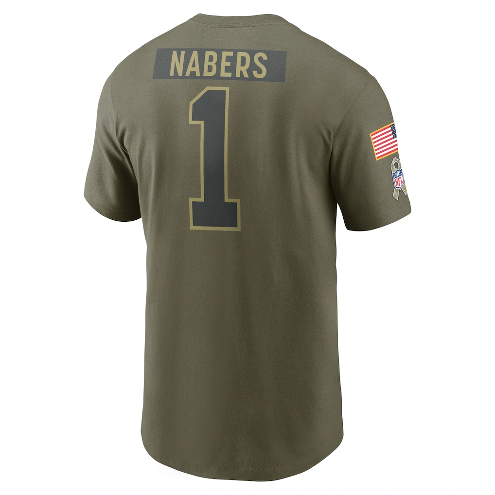 Men's New York Giants Malik Nabers Nike Olive 2025 Salute to Service Name & Number T-Shirt