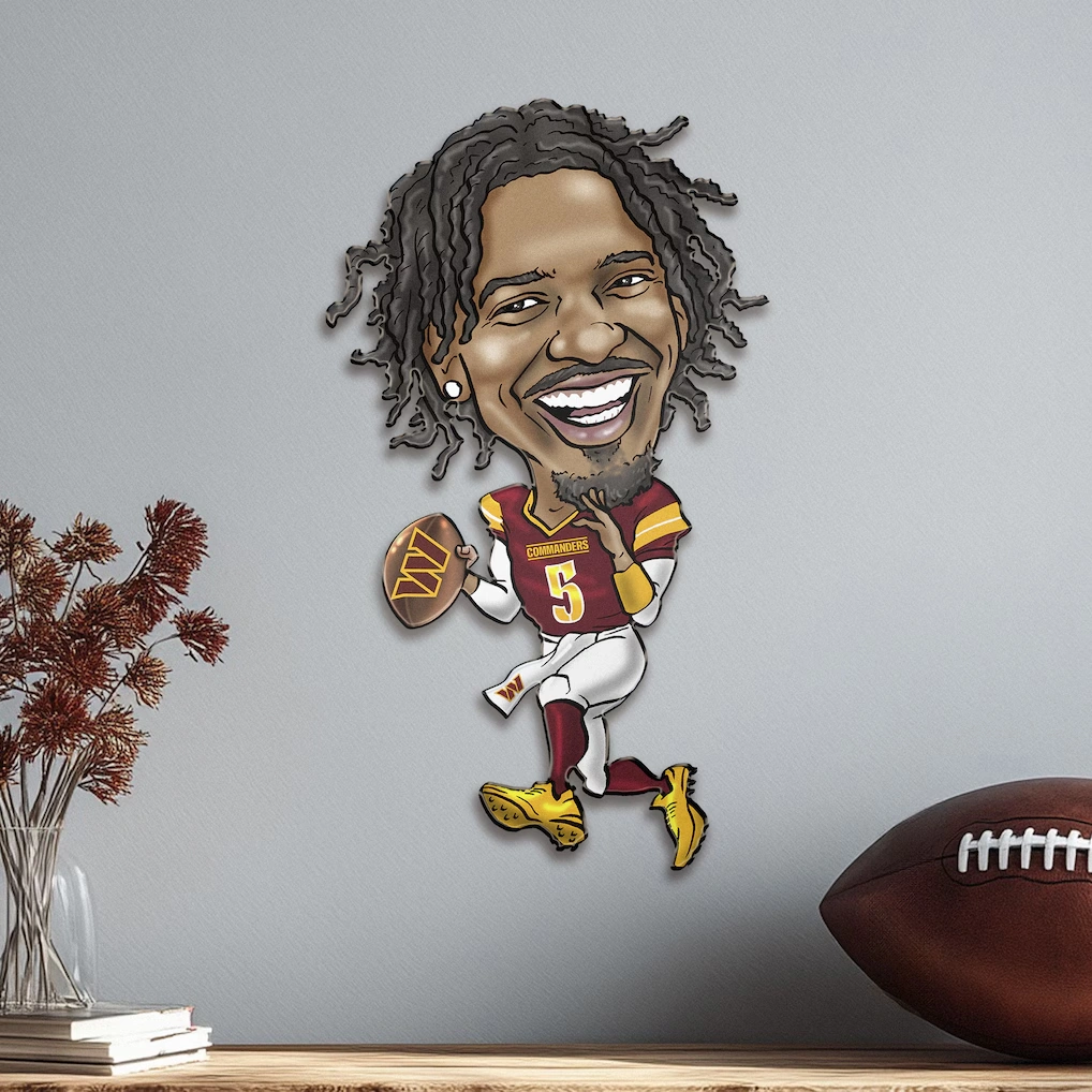 Washington Commanders Jayden Daniels Metal Caricature Wall Art