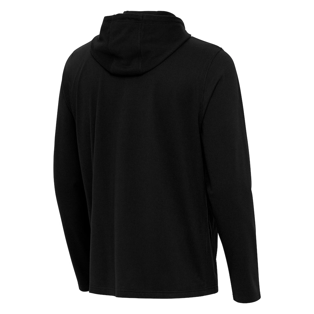 Men's Las Vegas Raiders Antigua Black Connected Quarter-Zip Pullover Hoodie