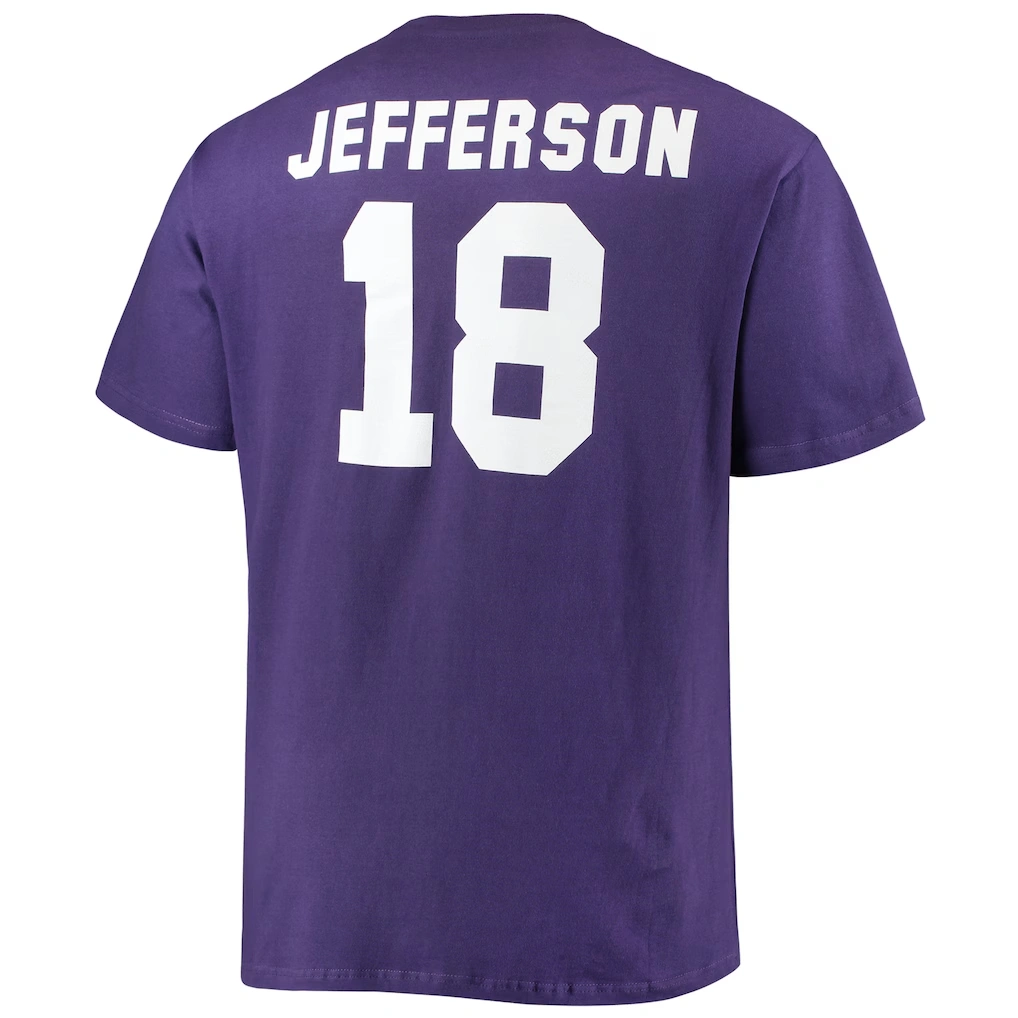 Men's Minnesota Vikings Justin Jefferson Fanatics Purple Big & Tall Player Name & Number T-Shirt