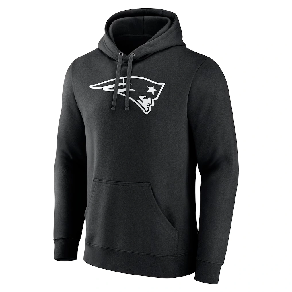 Men's New England Patriots Black Personalized Name & Number Pullover Hoodie