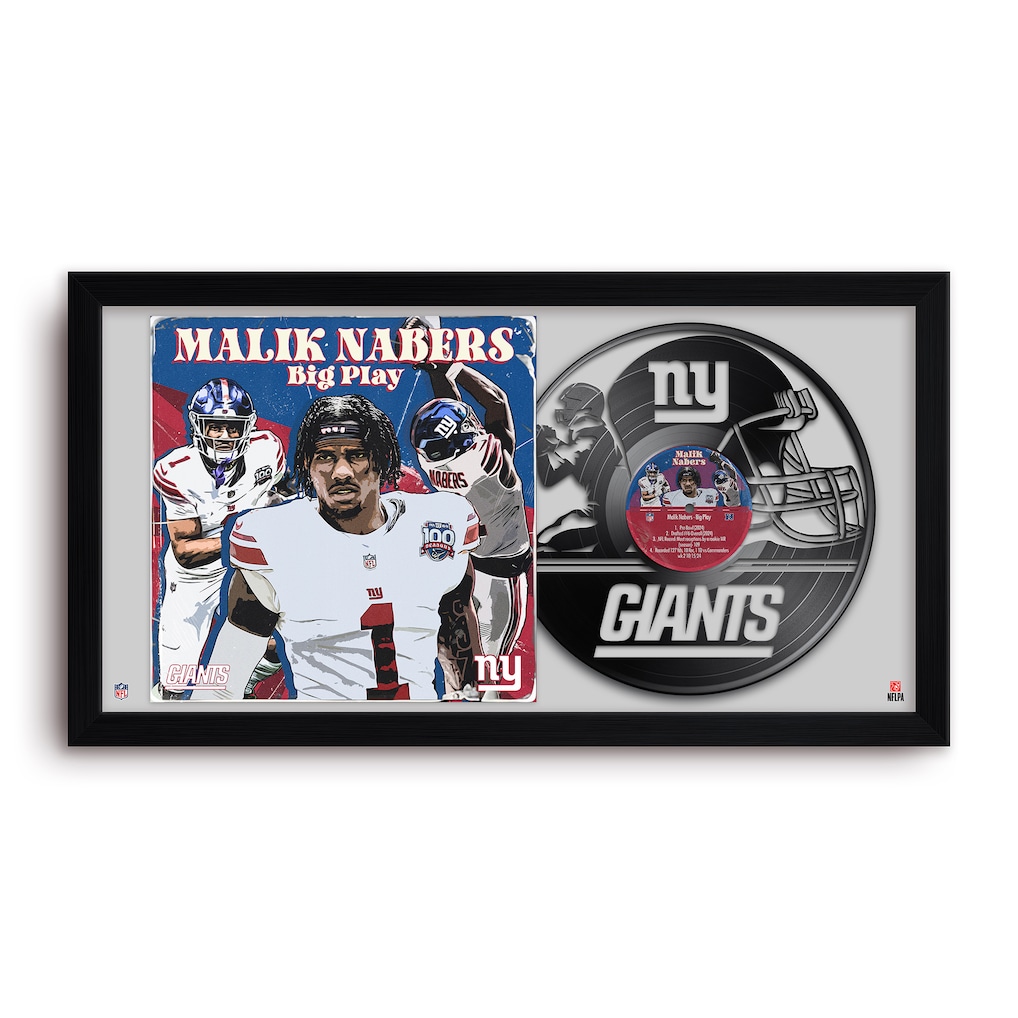 New York Giants Malik Nabers 14" x 26" Framed Art Vinyl Album Print