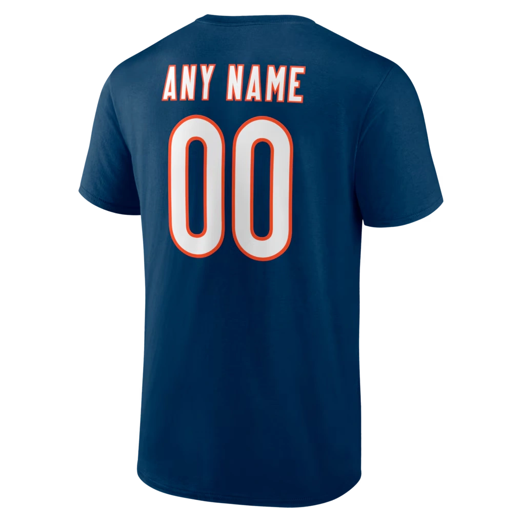 Men's Chicago Bears Navy Team Authentic Personalized Name & Number T-Shirt