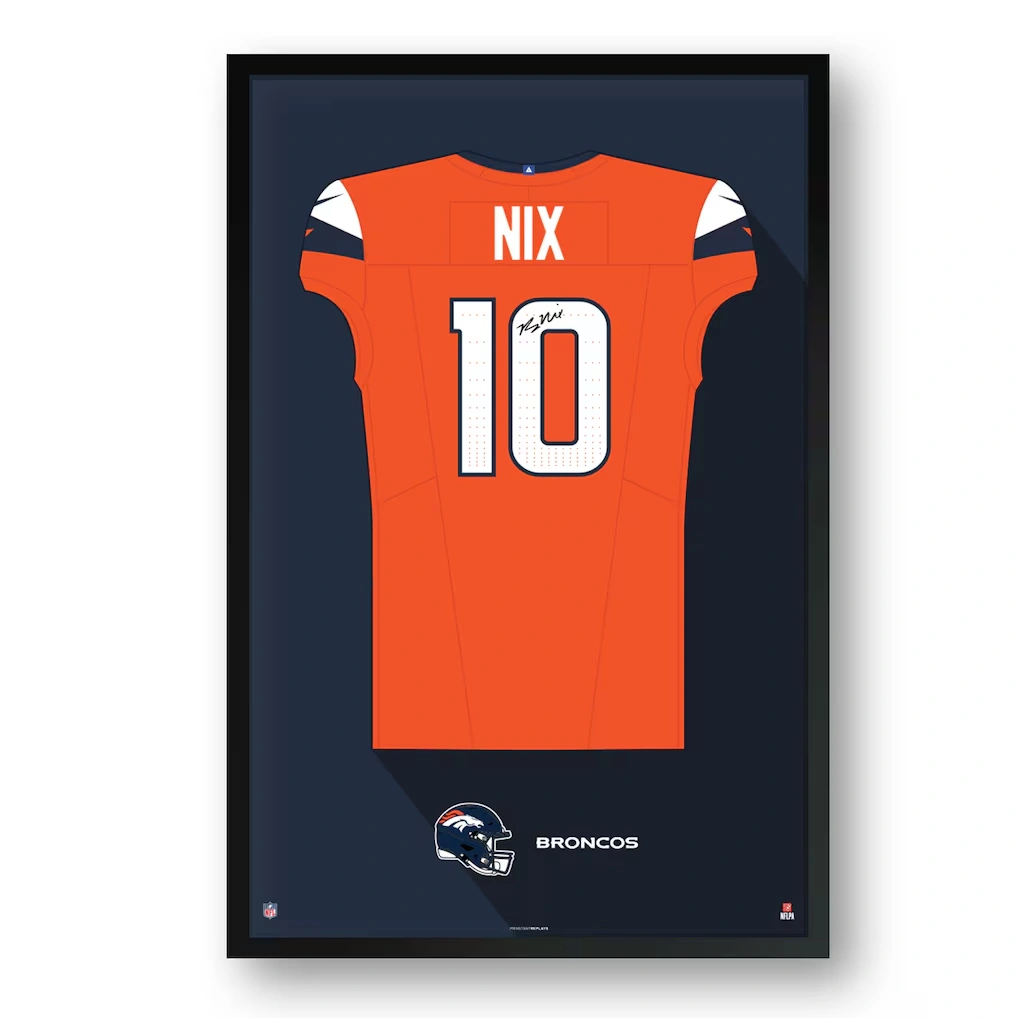 Denver Broncos Bo Nix Framed 14" x 20" Jersey Art Print