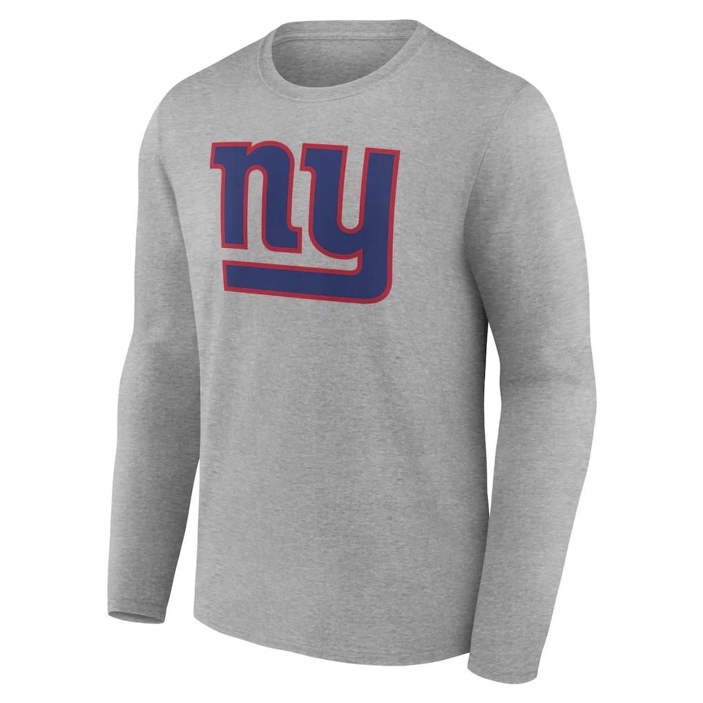 Men's New York Giants Gray Team Authentic Custom Long Sleeve T-Shirt