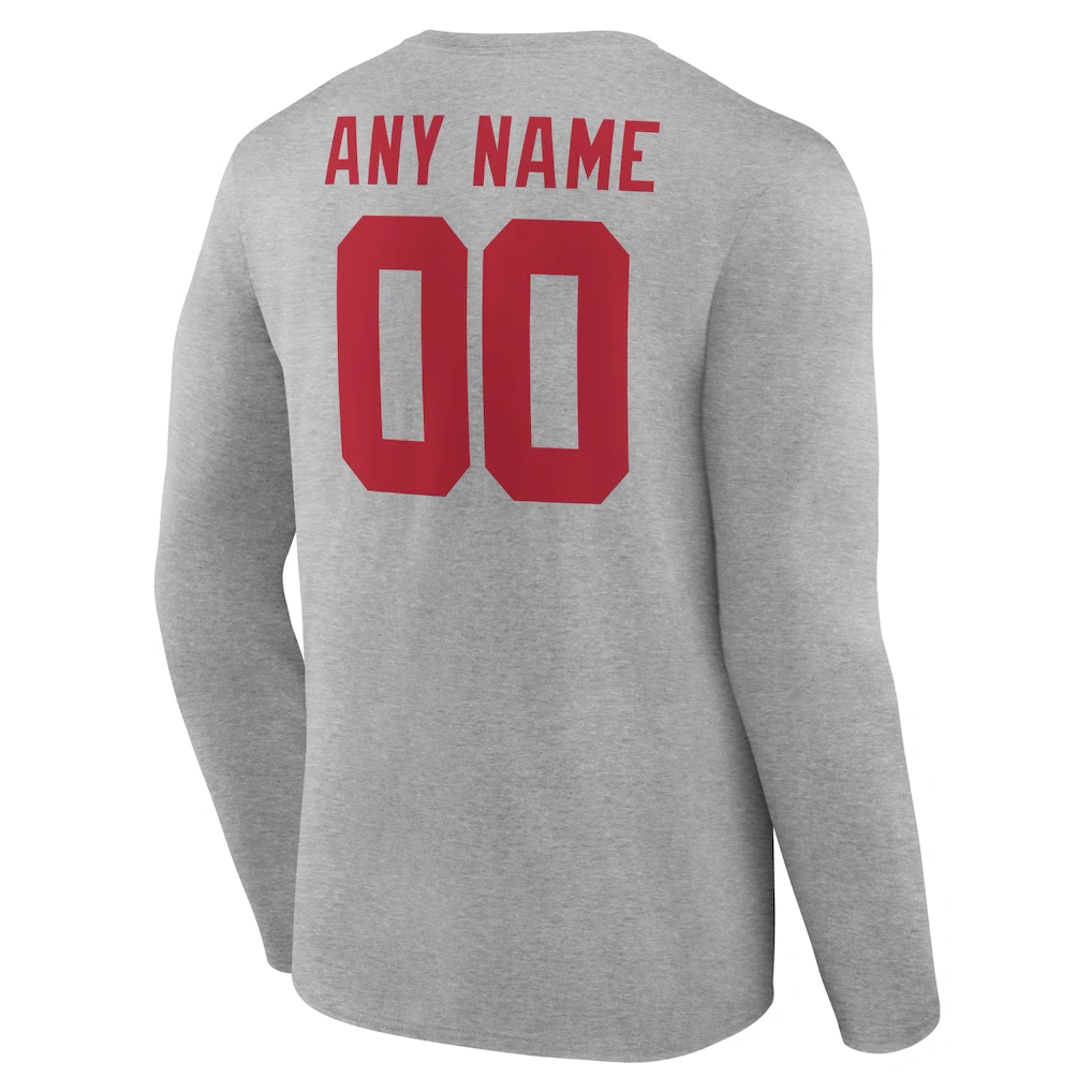 Men's New York Giants Gray Team Authentic Custom Long Sleeve T-Shirt